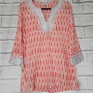 Roberta Roller Rabbit Coral and White Patterned Tunic